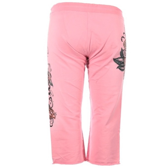 HTF: Lucky Brand ☘︎︎ Tattoo Skull Los Angeles Cropped Sweatpants ☘︎︎ Pink Ombre - Picture 15 of 17